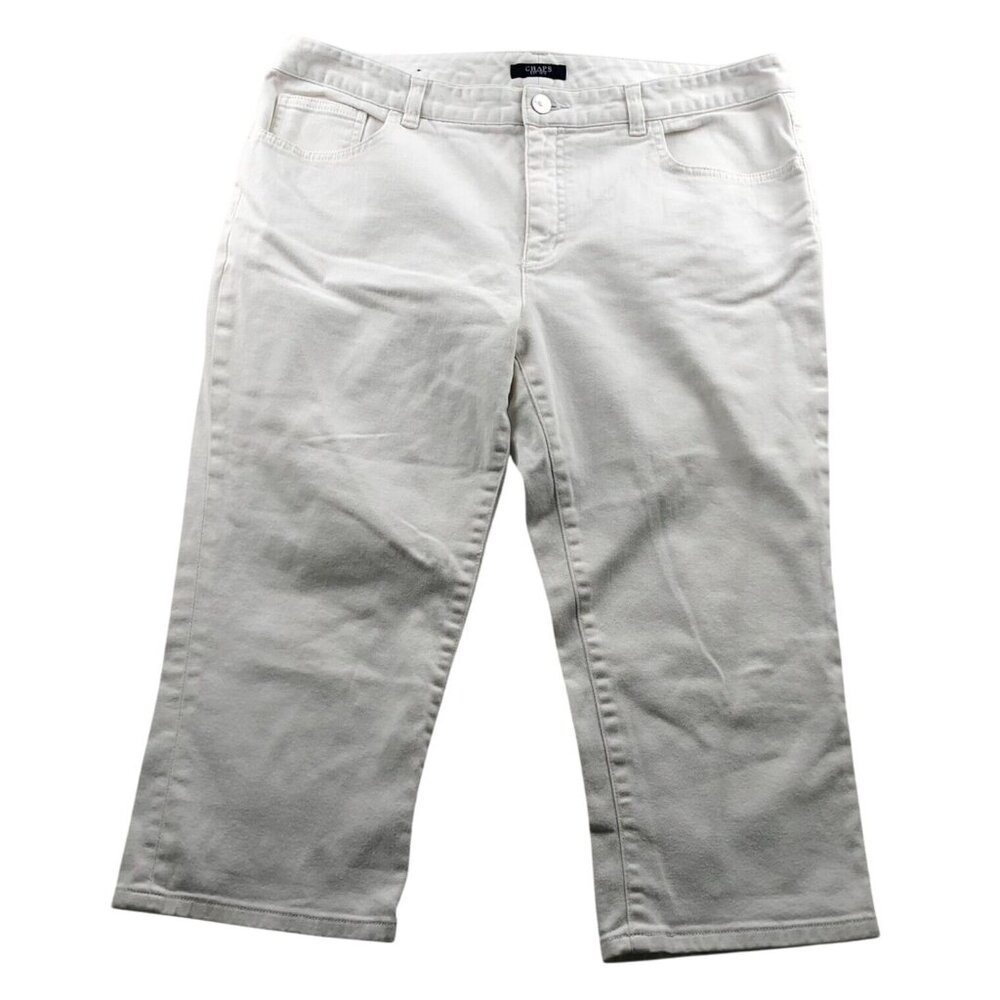 Chaps Womens Capri Pants Size 16 Flat Front White Straight Leg Casual Classic